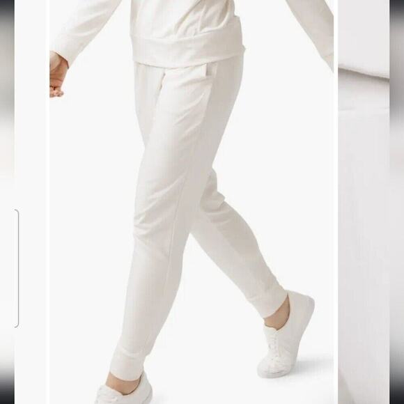 Cozy Earth White Cream Elastic Waist Bamboo Jogger Pajama Pants Size 2XL - Picture 2 of 6